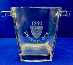 Vintage Shinnecock CC Acid Etched Glass Ice Bucket With Handles & CC Logo Design - Original Tag Attached