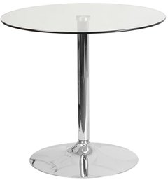 32 Inch Round Glass Leisure Table With Chrome Base For Kitchen Dining Room Living Room