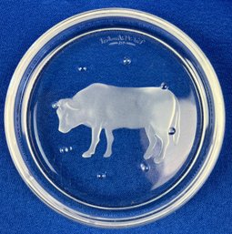 Val St. Lambert Cut Crystal Zodiac Coaster - Signed 'Val St Lambert'