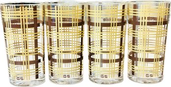 H.J. Stotter Plaid Tattersall Plastic Highballs - Signed 'GS' & 'H.J. Stotter Inc. NY USA'