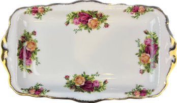 English Porcelain Serving Plate Signed 'Royal Albert - Old Country Roses - Made In England'