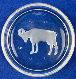 Val St. Lambert Cut Crystal Zodiac Coaster - Signed 'Val St Lambert'