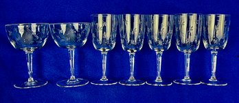 Vintage Cut Glass Champagne Coupes & Claret Glasses