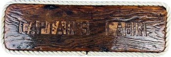 'Captains Cabin' - Vintage Handmade Wooden & Rope Nautical Sign