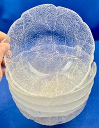 Glass Leaf Design Salad Bowls