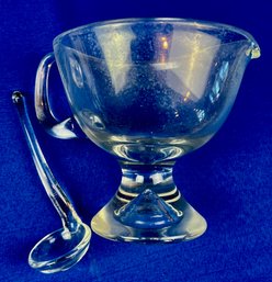Vintage Glass Gravy Boat & Matching Spoon