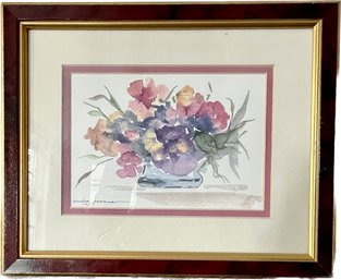 Still Life Watercolor By Audrey Grammer - Framed With Easel Back For Wall Or Table Display