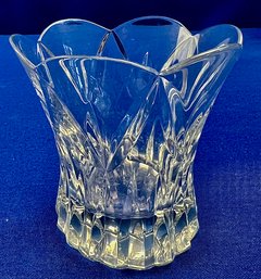 Vintage Cut Crystal Vase With Scalloped Rim