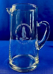 Vintage Glass Barware Pitcher - Acid Etched Trophy Piece