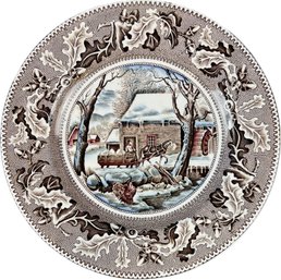 Johnson Brothers English Porcelain Plate - Signed 'Historic America - Frozen Up'