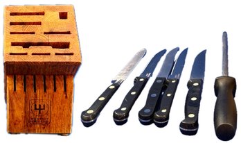 Wusthof  15 Slot Knife Block With Collection Knives & Sharpener