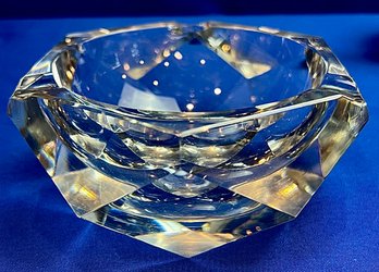 Val St. Lambert Heavy Weight Hexagonal Cut Crystal Ashtray - Signed 'Val St. Lambert'