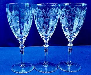 Vintage Cut Crystal Wine Goblets