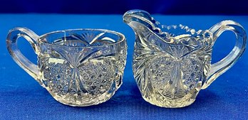 Vintage American Pressed Glass Creamer & Suger