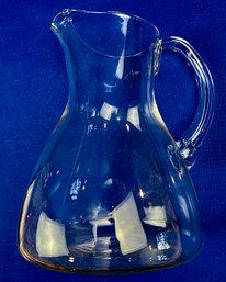 Vintage Hand Blown Glass Pitcher - Cut Pontil Mark On Base