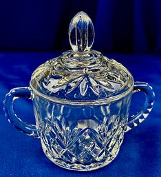 Pressed Glass Lidded Sugar Bowl With Handles