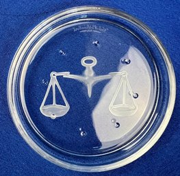 Val St. Lambert Cut Crystal Zodiac Coaster - Signed 'Val St Lambert'