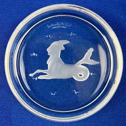 Val St. Lambert Cut Crystal Zodiac Coaster - Signed 'Val St Lambert'