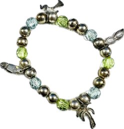 Beaded Bracelet With Silvertone Charms