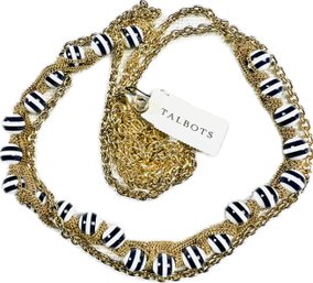 New! Never Used! Talbot's Gold Tone & Beaded Long Necklace - Signed 'Talbot's' With Original Tags