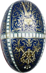 Tinware Egg Shaped Trinket Box - Designed To Resemble Russian Imperial Egg