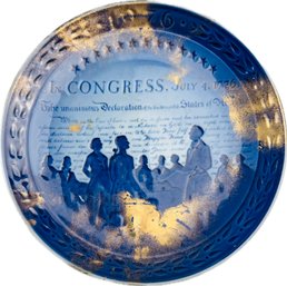 Royal Copenhagen Denmark - United States Bicentennial Commemorative Plate - Signed On Base