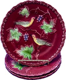 Majolica Pottery 6.75' Bird Plates