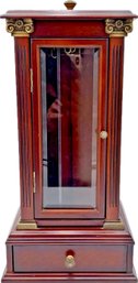 Bombay & Co. Mahogany Rotating Jewelry Box Chest Tall Organizer Necklace Tabletop - Signed 'Bombay'