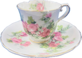 English Porcelain Demitasse Cup & Saucer - Signed 'Stanley Fine Bone China England'