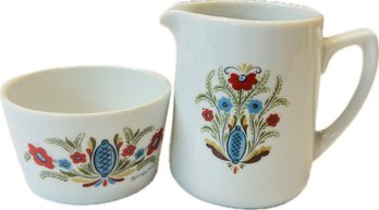 Berggren Trayner Porcelain Creamer & Sugar - 'Swedish' Pattern