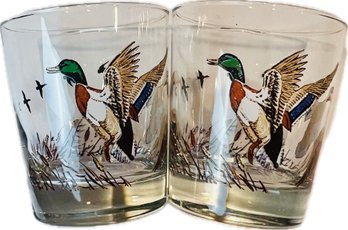 Libby Glass Mallard Duck Whiskey Glasses