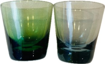 Vintage Green Glass Mid Century Cordials