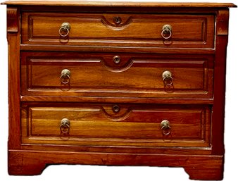 Antique Chest Of Drawers - Distinctive Carving - Beautiful Original Hardware