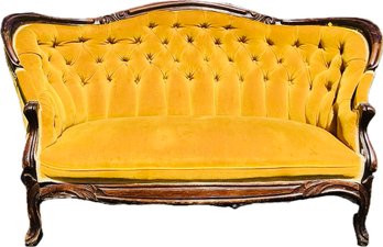 Victorian Settee With Velour Upholstery