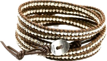 'Chan Luu' Sterling Silver & Brown Leather Multi Strand Wrap Bracelet - Signed 'Chan Luu - 925'