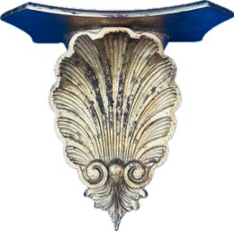 Florentine Style Giltwood Wall Shelf With Vibrant Seashell Design - Signed 'Made In Italy'