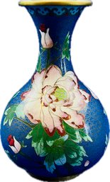 Vintage Chinese Cloisonne Vase With Peonies Design
