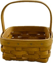 Vintage Longaberger Handwoven 2002 Tarragon Booking Basket With Fixed Handle - 2002