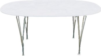 White Oval Modern Table With Wooden Top