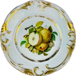 Antique Porcelain Plate With Botanical Design