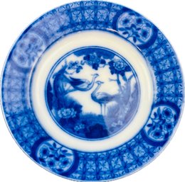 English Flow Blue Plate - Signed 'Mongolia - Johnson Brothers - England'