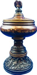 Decorative Wooden Lidded Eagle Adorned Urn