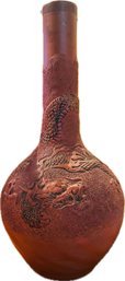 Antique Japanese Red Clay Dragon Bottle