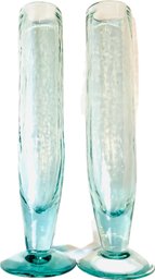 Recycled Green Glass Champagne Flutes