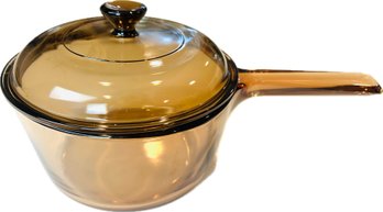 Vision Corning France Amber Glass Saucepan With Lid