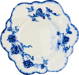 English Flow Blue Plate With Scalloped Boarder