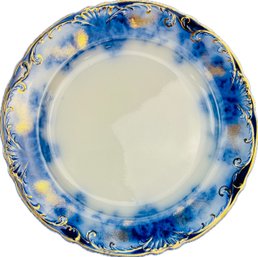 Antique English Flow Blue Plate - Signed Burslem