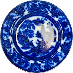 Antique English Flow Blue Plate - Baker Ironstone Shanghai