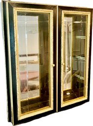 Curio Display Cabinet With Bevel Glass Doors & Gilt Detailing