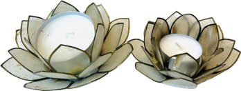 Capiz Shell Lotus Flower Votives - Lovely Pair
